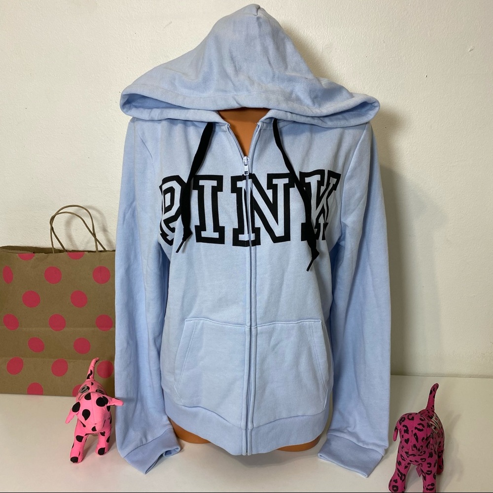 PINK VS LOGO HOODED FULL ZIP SWEATSHIRT